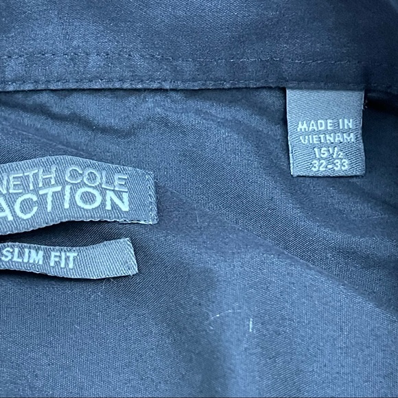 KENNETH COLE REACTION | BUTTON DOWN DRESS SHIRT | SLIM FIT | BLACK - Picture 5 of 6